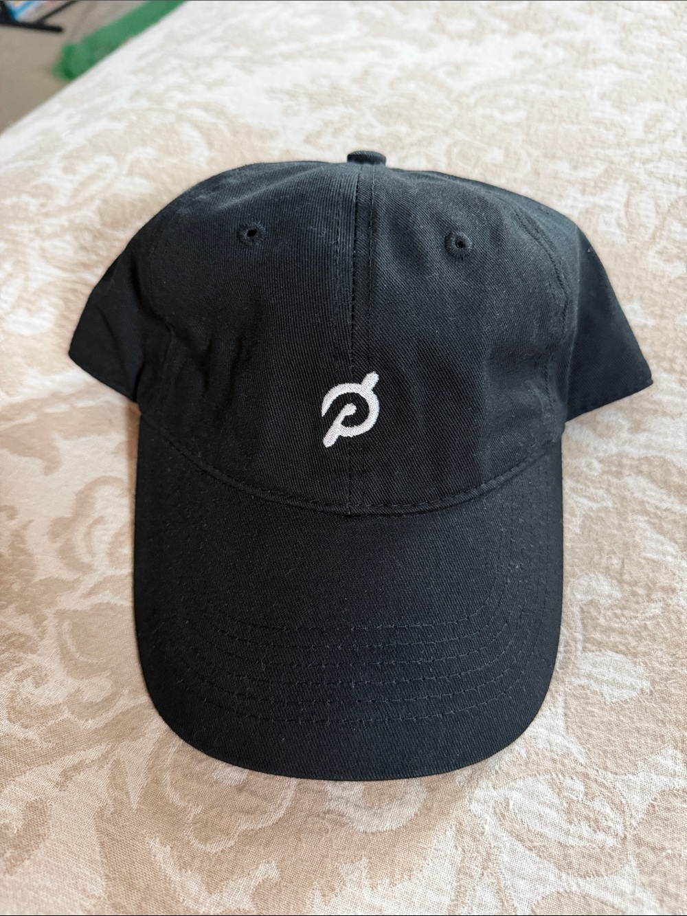 Peloton Black Cap with White Logo